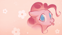 Size: 1662x928 | Tagged: safe, artist:mirroredsea, derpibooru import, pinkie pie, earth pony, pony, :p, bust, dithering, female, flower, heart, looking at you, mare, pattern dither, solo, tongue, tongue out