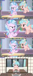 Size: 426x960 | Tagged: safe, artist:jaye, derpibooru import, cozy glow, silverstream, comic, fake, fake leak, faker than a three dollar bill, library, low quality, meme, needs more jpeg, school of friendship, slowpoke, you're cringe