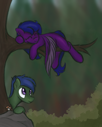 Size: 1001x1247 | Tagged: safe, artist:ahorseofcourse, derpibooru import, oc, oc only, oc:midnight lily, pegasus, pony, cute, mushroom, tree, tree branch