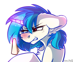 Size: 2194x1870 | Tagged: safe, artist:yuris, derpibooru import, dj pon-3, vinyl scratch, pony, unicorn, one eye closed, runny nose, simple background, sketch, snot, solo, white background