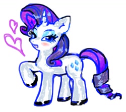 Size: 1158x1029 | Tagged: safe, artist:f1sh1es, derpibooru import, rarity, pony, unicorn, heart, looking at you, raised hoof, raised leg, simple background, solo, white background