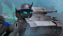 Size: 1800x1040 | Tagged: safe, artist:kleowolfy, derpibooru import, changeling, equestria at war mod, clothes, military uniform, panzer ii, uniform