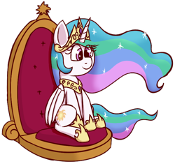 Size: 684x644 | Tagged: safe, artist:xppp1n, derpibooru import, princess celestia, alicorn, cute, cutelestia, female, mare, simple background, sitting, solo, throne, transparent background