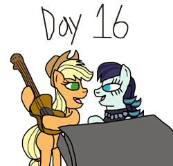 Size: 3143x3000 | Tagged: safe, artist:bigpurplemuppet99, derpibooru import, applejack, coloratura, female, guitar, lesbian, musical instrument, rarajack, shipping, simple background, transparent background