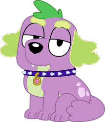 Size: 1746x2027 | Tagged: safe, artist:red4567, derpibooru import, spike, dog, equestria girls 10th anniversary, equestria girls, bluey, collar, simple background, spike is not amused, spike the dog, spiked collar, style emulation, transparent background, unamused, vector