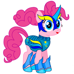 Size: 894x894 | Tagged: safe, artist:fanvideogames, derpibooru import, pinkie pie, armor, female, looking at you, simple background, solo, transparent background