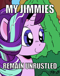 Size: 2086x2642 | Tagged: safe, artist:pony-berserker, derpibooru import, starlight glimmer, female, if you know you know, jimmies, meme, meta, smiling, solo, subverted meme