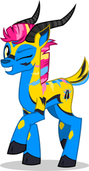 Size: 1280x2461 | Tagged: safe, artist:mlp-trailgrazer, derpibooru import, oc, oc only, oc:trail grazer, gazelle, alternate hair color, male, one eye closed, simple background, solo, transparent background, wink