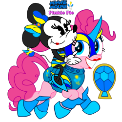Size: 2800x2800 | Tagged: safe, artist:fanvideogames, derpibooru import, pinkie pie, armor, armored pony, female, minnie mouse, simple background, transparent background