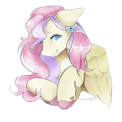 Size: 1200x1200 | Tagged: safe, artist:inkyquillmlp, derpibooru import, oc, oc only, oc:candy petals, pegasus, pony, bust, female, flower, flower in hair, mare, not fluttershy, pegasus oc, simple background, solo, white background