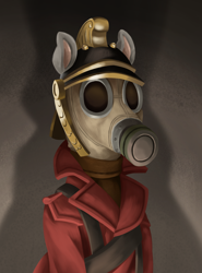 Size: 1834x2480 | Tagged: safe, alternate version, artist:redahfuhrerking, derpibooru import, oc, anthro, clothes, gas mask, male, mask, solo