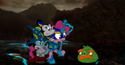 Size: 1234x648 | Tagged: safe, artist:fanvideogames, derpibooru import, pinkie pie, pig, pony, angry birds, armor, armored pony, baby, baby pony, disney, female, male, mickey mouse, minnie mouse