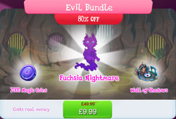 Size: 1271x860 | Tagged: safe, derpibooru import, idw, bundle, costs real money, english, gameloft, idw showified, magic coins, mobile game, my little pony: magic princess, nightmare creature, nightmare forces, numbers, official, sale, solo, text, unnamed character, unnamed nightmare forces