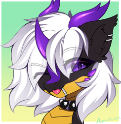 Size: 1240x1266 | Tagged: safe, artist:airiniblock, derpibooru import, oc, oc only, dragon, :p, bust, ear fluff, ears, gradient background, horns, icon, patreon, patreon reward, portrait, solo, tongue, tongue out