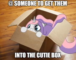 Size: 486x382 | Tagged: safe, artist:maître cervidé, derpibooru import, oc, oc only, oc:arcana glyph, pony, unicorn, box, cute, female, long hair, long tail, not sweetie belle, pony in a box, solo, tail