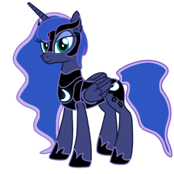 Size: 894x894 | Tagged: safe, artist:fanvideogames, derpibooru import, princess luna, alicorn, pony, armor, armored pony, female, folded wings, looking at you, mare, simple background, smiling, smiling at you, solo, transparent background, wings