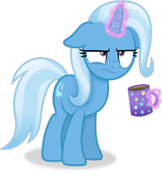 Size: 2865x3079 | Tagged: safe, artist:anime-equestria, derpibooru import, trixie, annoyed, coffee, ears, female, floppy ears, horn, levitation, magic, mare, mug, simple background, solo, telekinesis, transparent background, vector