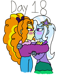 Size: 3000x3659 | Tagged: safe, artist:horroraceman93, derpibooru import, adagio dazzle, trixie, equestria girls, alternate clothes, female, kiss on the lips, kissing, lesbian, shipping, triagio