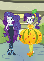 Size: 720x983 | Tagged: safe, derpibooru import, rarity, human, better together, equestria girls, holidays unwrapped, the other side, clothes, cornucopia costumes, cute, dress, duality, duo, duo female, female, inflatable dress, raribetes, self paradox, sexy, stupid sexy rarity, unitard