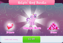 Size: 1267x861 | Tagged: safe, derpibooru import, nurse sweetheart, earth pony, pony, advertisement, bundle, costs real money, english, female, freckles, gameloft, gem, hat, mare, mobile game, my little pony: magic princess, numbers, official, sale, solo, text