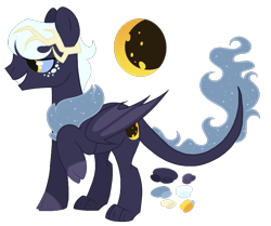 Size: 825x691 | Tagged: safe, artist:monochrome-sunsets, derpibooru import, hybrid, pony, bat wings, interspecies offspring, male, offspring, parent:discord, parent:princess luna, parents:lunacord, simple background, solo, transparent background, wings