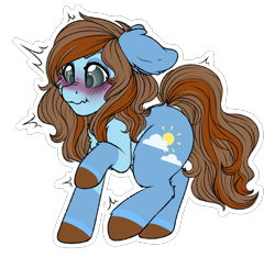 Size: 3200x3000 | Tagged: safe, artist:cobaltmist, derpibooru import, part of a set, oc, oc only, oc:sertpony, earth pony, blue coat, blushing, brown mane, chibi, cute, male, simple background, solo, transparent background