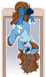 Size: 2500x4200 | Tagged: safe, artist:cobaltmist, derpibooru import, part of a set, oc, oc only, oc:sertpony, earth pony, blue coat, blushing, bow, brown mane, chibi, cute, male, simple background, solo, tail, tail bow, transparent background