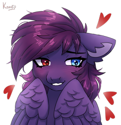 Size: 3800x3906 | Tagged: safe, artist:konejo, derpibooru import, oc, oc:pestyskillengton, pegasus, pony, blushing, bust, heart, heterochromia, portrait, simple background, sketch, solo, transparent background