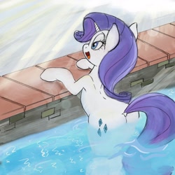 Size: 2048x2048 | Tagged: safe, artist:stammis, derpibooru import, rarity, pony, unicorn, butt, plot, rearity, sidemouth, solo, water