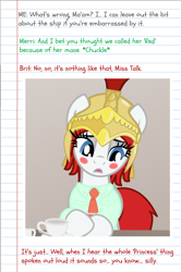 Size: 1276x1920 | Tagged: safe, artist:askbritanniamlp, derpibooru import, oc, oc:britannia, pony, unicorn, female, helmet, mare, necktie