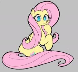 Size: 1418x1305 | Tagged: safe, artist:ponconcarnal, derpibooru import, fluttershy, pegasus, pony, looking at you, simple background, sitting, solo