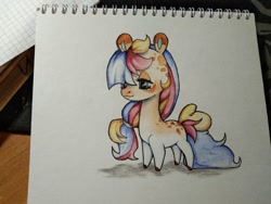 Size: 1040x780 | Tagged: safe, artist:zero-paint, derpibooru import, oc, oc only, earth pony, pony, coat markings, female, lidded eyes, mare, smiling, solo, traditional art, watercolor painting