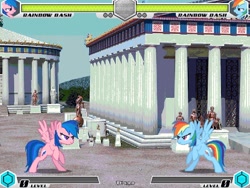 Size: 1080x810 | Tagged: safe, derpibooru import, firefly, rainbow dash, pegasus, pony, fighting is magic, g1, duo, fighting is magic extra stages, game, screenshots, temple