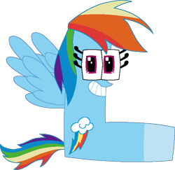 Size: 648x631 | Tagged: safe, artist:worldofcaitlyn, derpibooru import, part of a set, rainbow dash, alphabet lore, crossover, explanation in the description, female, l (letter), simple background, smiling, solo, transparent background, wings