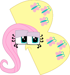 Size: 467x504 | Tagged: safe, artist:worldofcaitlyn, derpibooru import, part of a set, fluttershy, butterfly, alphabet lore, crossover, explanation in the description, female, lidded eyes, sad, simple background, solo, transparent background, wings, 🅱