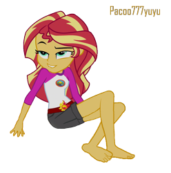 Size: 1489x1504 | Tagged: safe, derpibooru import, edit, edited screencap, screencap, sunset shimmer, equestria girls, background removed, barefoot, everfree forest, feet, female, fetish, foot fetish, lip bite, mouth, sexy, simple background, solo, sunset, transparent background