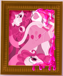 Size: 2500x3000 | Tagged: safe, artist:sixes&sevens, derpibooru import, pinkie pie, fanfic:the sunset archives, equestria girls, broken glass, fanfic art, framed picture, pink, slime