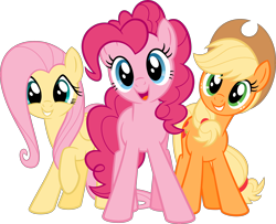 Size: 4400x3575 | Tagged: safe, derpibooru import, applejack, fluttershy, pinkie pie, earth pony, pegasus, pony, g4, .svg available, applejack's hat, clothes, cowboy hat, cute, diapinkes, female, hat, jackabetes, mare, official, shyabetes, simple background, stock vector, svg, transparent background, vector