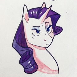 Size: 1080x1080 | Tagged: safe, artist:regularcitrus, derpibooru import, part of a set, rarity, pony, unicorn, bust, solo, traditional art