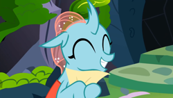 Size: 1920x1080 | Tagged: safe, derpibooru import, screencap, ocellus, changedling, changeling, uprooted, ^^, cute, cuteling, diaocelles, eyes closed, happy, holding, paper, smiling, solo
