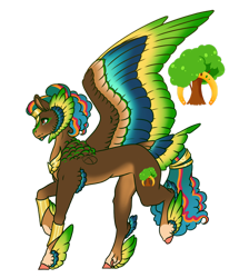 Size: 1920x2140 | Tagged: safe, artist:oneiria-fylakas, derpibooru import, oc, oc only, oc:oak treewalker, pegasus, pony, colored wings, feathered fetlocks, female, mare, multicolored wings, simple background, solo, tail, tail feathers, transparent background, wings