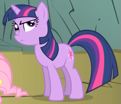 Size: 557x478 | Tagged: safe, derpibooru import, screencap, twilight sparkle, unicorn twilight, pony, unicorn, dragonshy, season 1, confused, cropped, female, looking up, mare, solo, standing