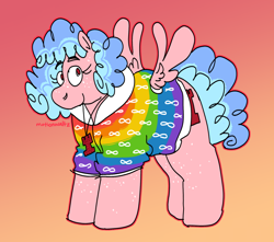 Size: 1280x1129 | Tagged: safe, artist:msponies, derpibooru import, cozy glow, pegasus, pony, autism, clothes, gradient background, hoodie, infinity symbol, jewelry, necklace, neurodivergent, nonbinary, solo, spread wings, wings