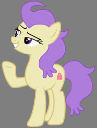 Size: 1560x2052 | Tagged: safe, artist:star polaris and friends, derpibooru import, cream puff, earth pony, pony, base used, female, gray background, headcanon, mare, older, purple eyes, raised hoof, raised leg, simple background, solo