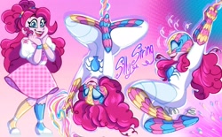 Size: 2048x1267 | Tagged: safe, artist:carouselunique, derpibooru import, pinkie pie, human, spider, crossover, happy, humanized, looking at you, marvel, open mouth, open smile, smiling, solo, spider-man