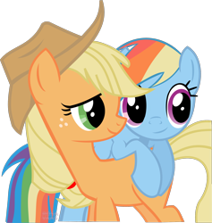 Size: 1896x2000 | Tagged: safe, artist:rosasaav, derpibooru import, applejack, rainbow dash, earth pony, pegasus, base used, duo, duo female, female, folded wings, inkscape, lineart, mare, simple background, smiling, transparent background, vector, wings