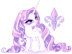 Size: 1280x959 | Tagged: safe, artist:gihhbloonde, derpibooru import, oc, oc only, pony, unicorn, female, magical lesbian spawn, mare, offspring, parent:fleur-de-lis, parent:rarity, parents:fleurity, simple background, solo, transparent background