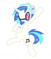 Size: 1473x1710 | Tagged: safe, artist:sprimks, derpibooru import, dj pon-3, vinyl scratch, pony, unicorn, female, headphones, mare, pose, raised hoof, raised leg, simple background, solo, stars, white background