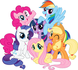 Size: 4651x4155 | Tagged: safe, derpibooru import, applejack, fluttershy, pinkie pie, rainbow dash, rarity, twilight sparkle, twilight sparkle (alicorn), alicorn, earth pony, pegasus, pony, unicorn, g4, .svg available, eye clipping through hair, female, high res, mane six, mane six opening poses, mare, official, simple background, stock vector, svg, transparent background, vector