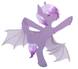 Size: 3895x3446 | Tagged: source needed, safe, artist:helemaranth, derpibooru import, oc, oc only, oc:ravine enigma, bat pony, pony, bat pony oc, female, hooves, simple background, solo, spread wings, stretching, white background, wings, yoga